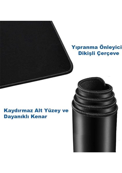 Oyuncu Mouse Pad, Fare Altlığı, Kenar Dikişli, Kaymaz Taban, Ofis Tipi, Pürüzsüz Yüzey