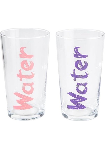 Water Bardak 570 ml 2'li Set Pembe & Mor