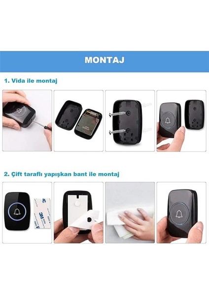 Alfalink Kablosuz Kapı Zili Ledli Uzaktan Kumandalı Işıklı Kapı Zili Yüksek Sesli 300MT Uzun modelleri