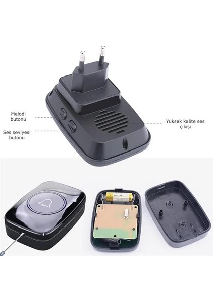 Alfalink Kablosuz Kapı Zili Ledli Uzaktan Kumandalı Işıklı Kapı Zili Yüksek Sesli 300MT Uzun indirimleri