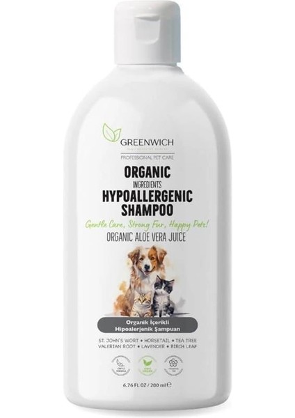 Hipoalerjenik Pet Şampuanı, Köpek ve Kedi Için, 200 ml