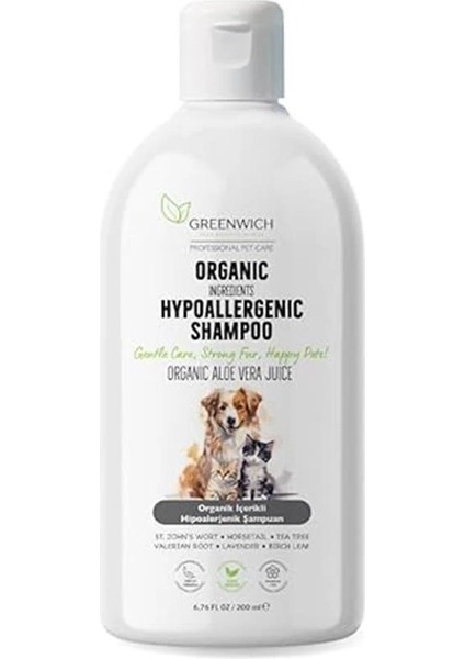 Hipoalerjenik Pet Şampuanı, Köpek ve Kedi Için, 200 ml