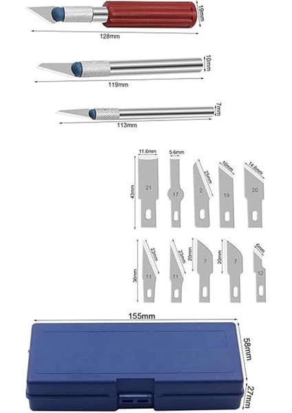 ® Zanaat 16 Parça Hobi Gravür Ahşap Heykel Çömlek Oyma Şekil Verme 13 Maket Bıçak Neşter Seti modelleri
