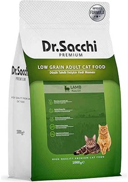 Dr.sacchi Premium Düşük Tahıllı Kuzu Etli Yetişkin Kedi Maması 1 kg fiyatları