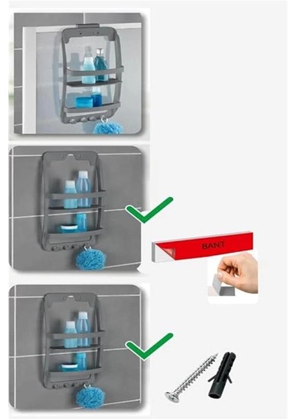 Plastik Banyo Rafı (Gri) modelleri