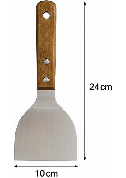 ® Ahşap Saplı Paslanmaz Çelik Spatula – 24CM Eğilimli Çok Amaçlı Mutfak Spatulası | Izgara indirimleri