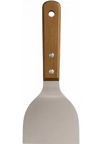® Ahşap Saplı Paslanmaz Çelik Spatula – 24CM Eğilimli Çok Amaçlı Mutfak Spatulası | Izgara