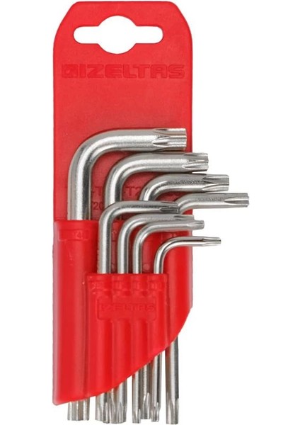 Izeltaş 4910007108 Torx Allen Anahtarlar, Kırmızı/siyah/krom, 8'li