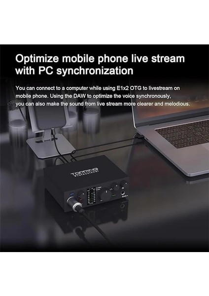 Topping Professional E1X2 Otg | Black Yüksek Kalite Usb-C Ses Kartı: 1-Giriş/2-Çıkış 24BIT/192KHZ fırsatları