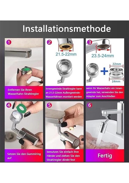 720 Derece Döndürülebilir Musluk Akış Regülatörü, Musluk Havalandırıcı Evye Bataryası Krom fırsatları