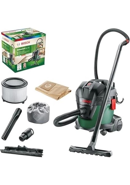 Universalvac 15 Islak ve Kuru Toz Emme Makinesi, 1000 Watt, Kutuda, Siyah