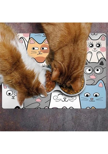 Mama ve Su Evcil Hayvan Beslenme Matı, Kolay Temizlenen Emici Su Geçirmez Kumaş, Küçük Orta