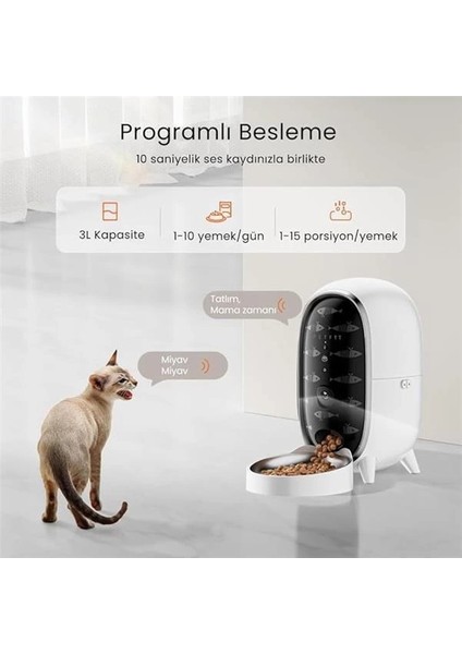 Petfıt Meow Pure Akıllı Otomatik Kedi Mama Kabı, 3l Kapasiteli, Wifi Kameralı, Mobil Uygulama modelleri