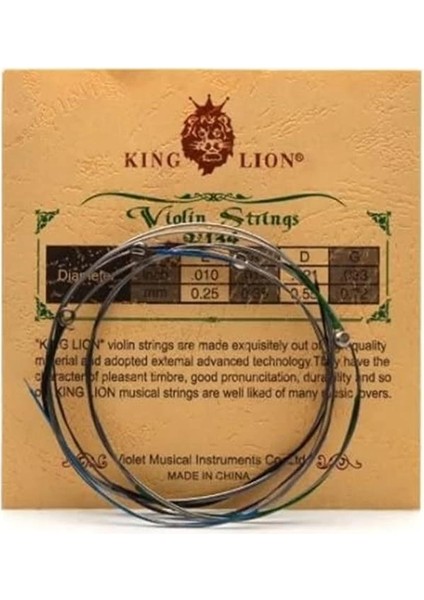 King Lion V134 Takım Keman Teli 0,25-0,72 Nikel Alaşımlı Çelik Çekirdekli