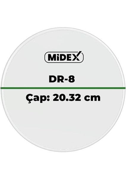 Midex Dr-8r Şeffaf Renk 8 Inç Bateri Davul Tom Derisi Drumhead 8'' Inch (20.32 Cm) modelleri