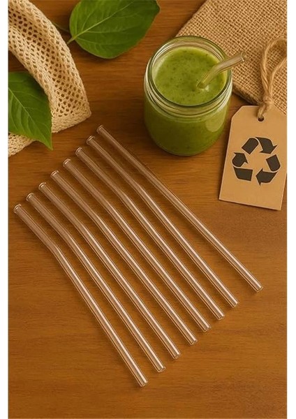 Cam Pipet Seti – 6 Adet Şeffaf Yeniden Kullanılabilir Pipet, Çevre Dostu & Yıkanabilir modelleri