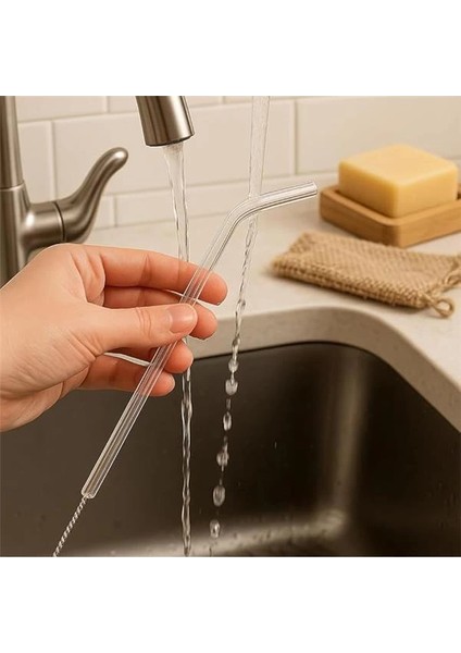 Cam Pipet Seti – 6 Adet Şeffaf Yeniden Kullanılabilir Pipet, Çevre Dostu & Yıkanabilir fırsatları