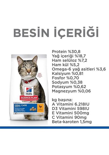 Hill's Scıence Plan Ağız Sağlığı Yetişkin Tavuklu Kedi Maması 1.5 kg indirimleri