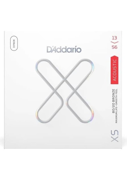 D'addario Gitar Telleri - Xs 80/20 Bronz Kaplamalı Akustik Gitar Telleri - XSABR1356-3P - Pürüzsüz