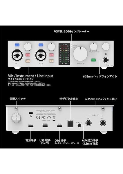 Topping Professional E2X2 Otg | Black Yüksek Kalite Usb-C Ses Kartı: 2-Giriş/2-Çıkış 24BIT/192KHZ