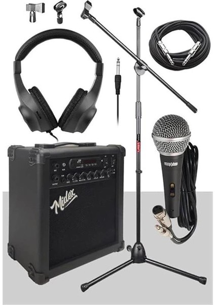 MGA-25BK-PAK Elektro Gitar Amfisi 25 Watt USB Bluetooth ve Şarjlı (Amfi Mikrofon Stand modelleri
