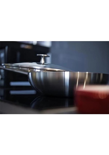 Van Kempen & Begeer 28 cm Wok Fırına Girebilen Seramik Kaplama Cam Kapaklı Çelik