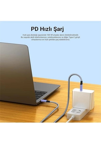 USB 3.1 Type-C Pd 100W 5A 10GBPS 4K 60Hz Destekli Kablo 1 Metre fırsatları