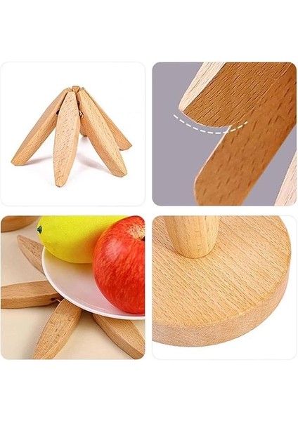 Dekoratif Ahşap Katlanabilir Nihale ve Bardak Altlığı Seti, 10 cm
