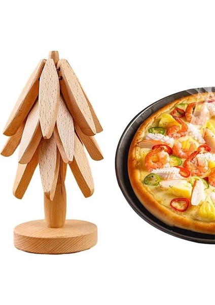 Dekoratif Ahşap Katlanabilir Nihale ve Bardak Altlığı Seti, 10 cm