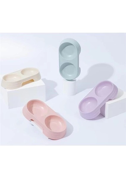 Çift Bölmeli Evcil Hayvan Mama Kabı (Mavi) fiyatları