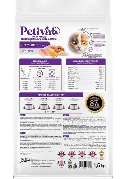 Kısırlaştırılmış Yetişkin Kediler Için Balık Etli Kuru Kedi Maması (1.5 Kg, Balık) fiyatları
