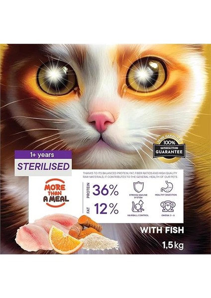 Kısırlaştırılmış Yetişkin Kediler Için Balık Etli Kuru Kedi Maması (1.5 Kg, Balık) modelleri