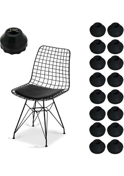 Tel Sandalye Masa Sehpa Ayak Pabucu 16 Adet (Çap 6mm)