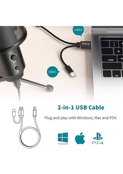 Mikrofon Pc Kondansatör, Tip A/c USB Mikrofon Mac Ps4 Ps5 Için, Standlı Mikrofon, Pop Filtre fırsatları