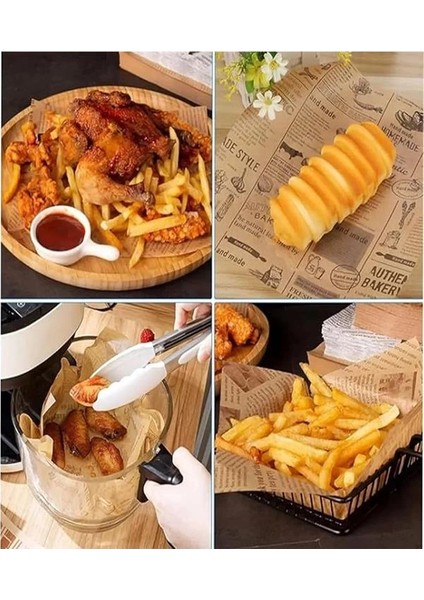 Vintage Gazete Desenli Yağlı Kağıt, Kendinden Desenli Mutfak Sunum Kağıdı, Yemek Sunumları