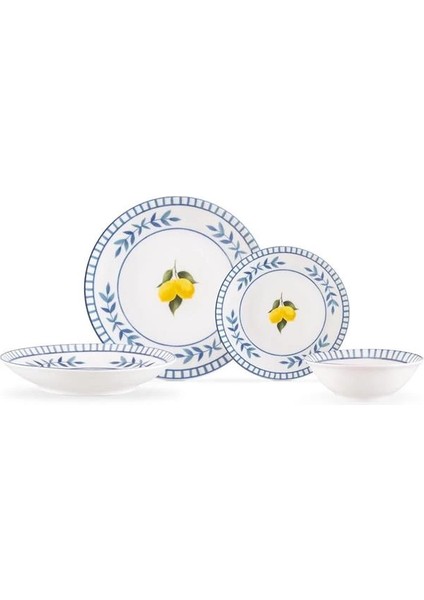 Brunella 6 Kişilik 24 Parça Yemek Takımı Mavi/beyaz