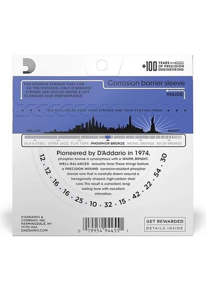 D'addario EJ37 12 Telli Akustik Gitar Teli (12-54) fiyatları