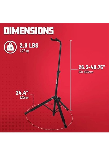 Gator Frameworks Asılı Tekli Gitar Standı; Elektro Veya Akustik Gitarları Tutar (GFW-GTR-1200)