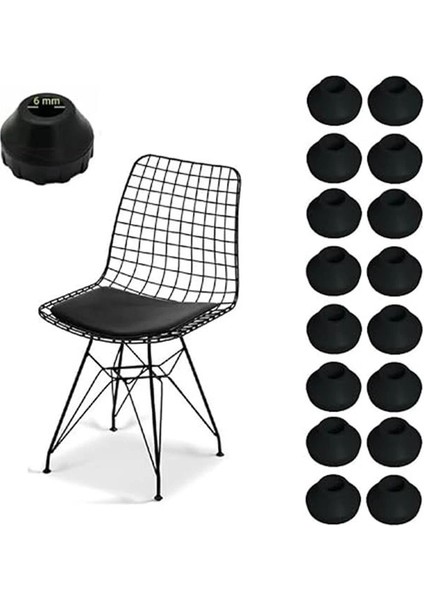 Tel Sandalye Masa Sehpa Ayak Pabucu 16 Adet (Çap 6mm)