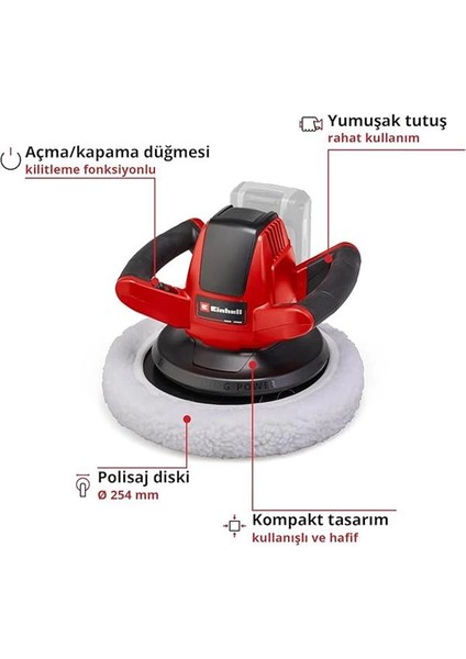 Akülü Polisaj Makinesi Ce-Cb 18/254 Li-Solo Power X-Change (18V, 2.500 Devir/dk, Açma/kapama modelleri