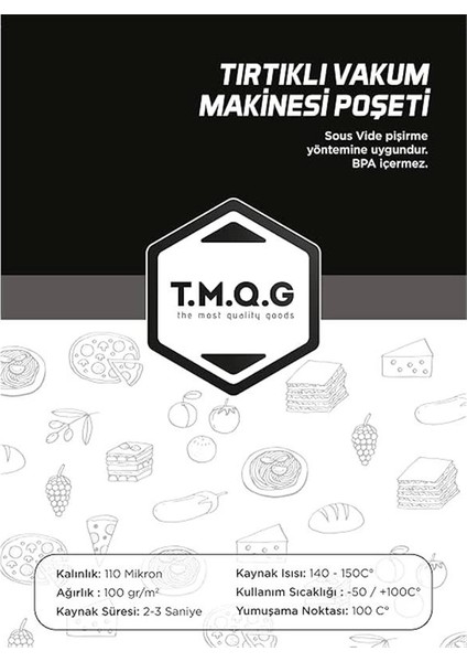 T.m.q.g 100 Adet Tırtıklı Vakum Makinesi Poşeti Torbası (Seçenekli) (20X30CM) fiyatları