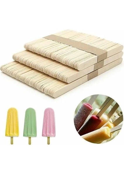 Ahşap Dondurma Çubukları (50 Adet) Pratik Evde Dondurma Yapma Çubuğu (Ahşap Kaşık) fiyatları