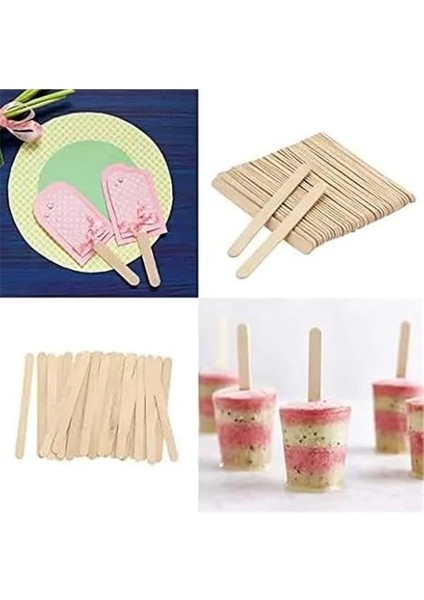 Ahşap Dondurma Çubukları (50 Adet) Pratik Evde Dondurma Yapma Çubuğu (Ahşap Kaşık) fırsatları