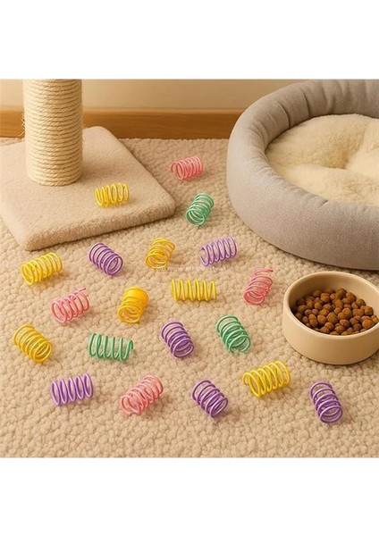 Karışık Boyutlu Spiral Yay Kedi Oyuncakları 10 Parça Renkli Ince Kalın Uzun Kısa Yaylar