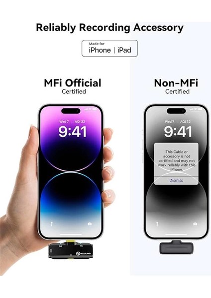 Hollyland Lark C1 iPhone Için Kablosuz Yaka Mikrofonu, Mfi Sertifikalı, Tak ve Çalıştır modelleri