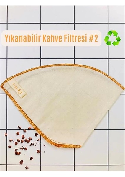 (2 Adet) Yıkanabilir, Kumaş, Organik Kahve Filtresi (No:2) AĞARTILMAMIŞ%100 Ham