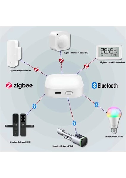 Tuya Uyumlu Zigbee + Bluetooth Köprü Cihazı Type-C Girişli (Tuya, Smart Life Uyumlu Gateway Hub) fiyatları