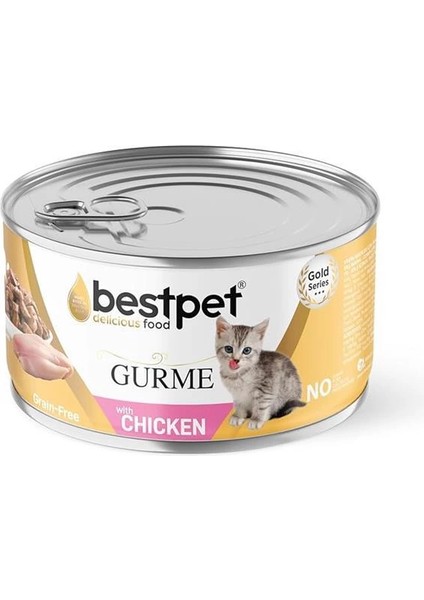 Yavru Gurme Kediler Için, Tahılsız, Jöle Içinde Tavuk Parça Etli Yaş Mama, 85 gr x 12 Adet