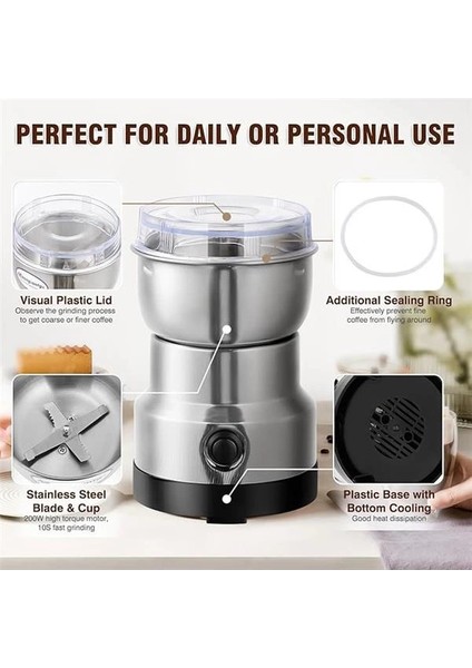 Mini Baharat Kahve Öğütücü Elektrikli Hızlı Öğütücü Çok Işlevli Parçalama Makinesi Kuru fırsatları
