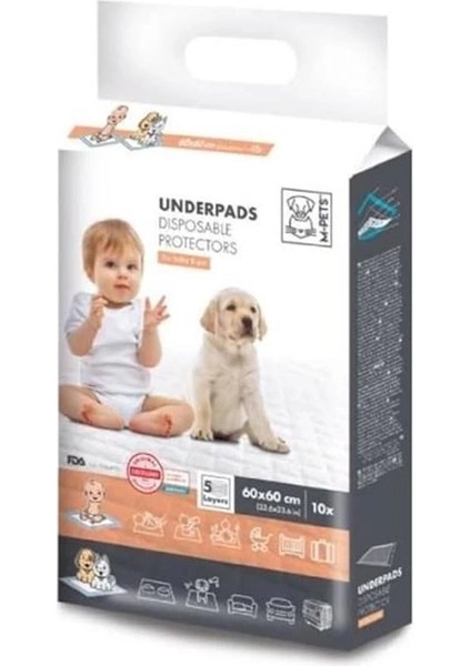 M-Pets Underpads Köpek Çiş Eğitim Pedi 60X60 cm 10PCS